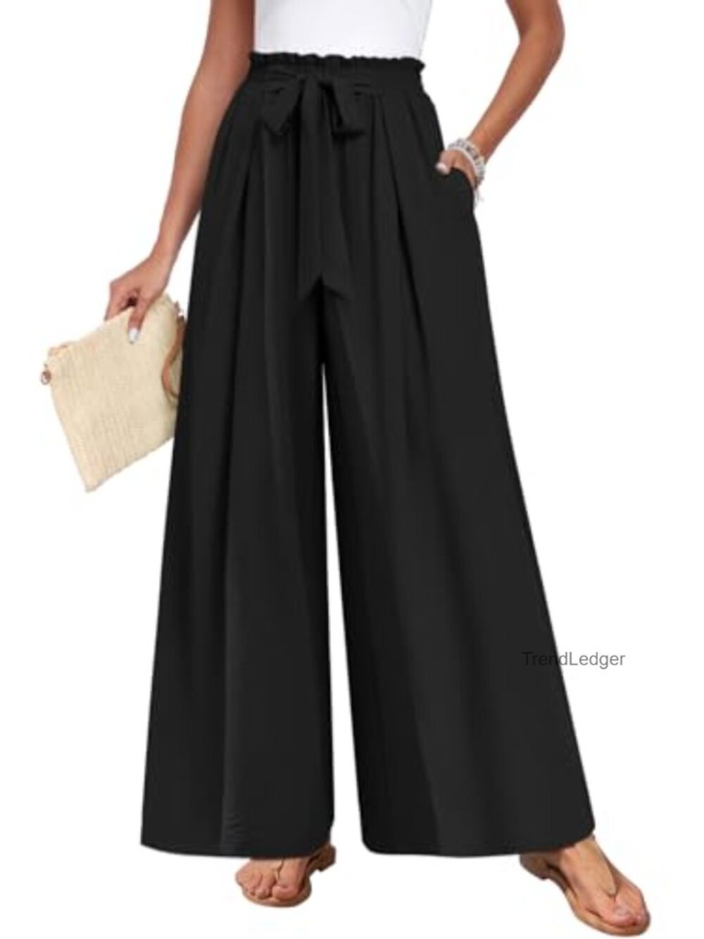 Wide Leg Pants with Pockets High Waisted Plus Size Palazzo Pants